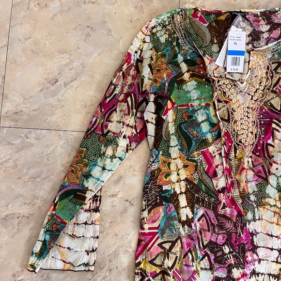 Women’s Multi Color Blouse Chaudry KC Size XL NWT - Picture 6 of 6